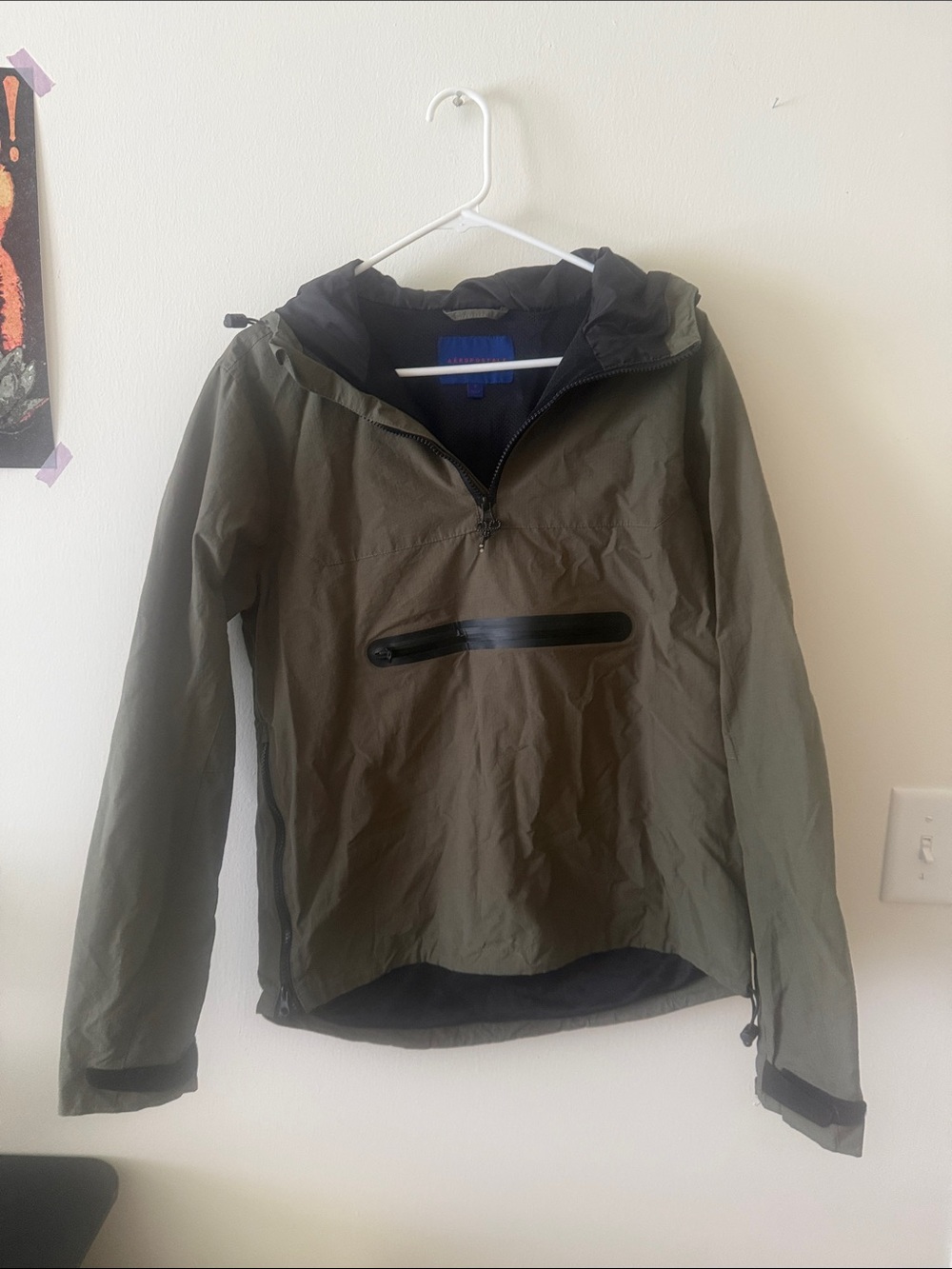 Aeropostale Olive Green Hooded Rain Anorak